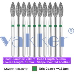 Vakker 10pc Dental Diamond Burs Friction Grip Super Coarse, Coarse Handpiece Bur
