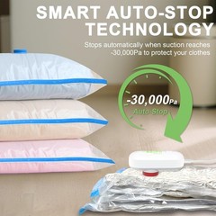 15 Pack Vacuum Seal Bags for Clothing Travel with -60000Pa USB Pump, Save 80% of
