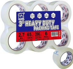 3″ Heavy Duty Packing Tape 6 Rolls, Total 390Y, Clear, 2.7 mil, 3 inch x 65 Y…