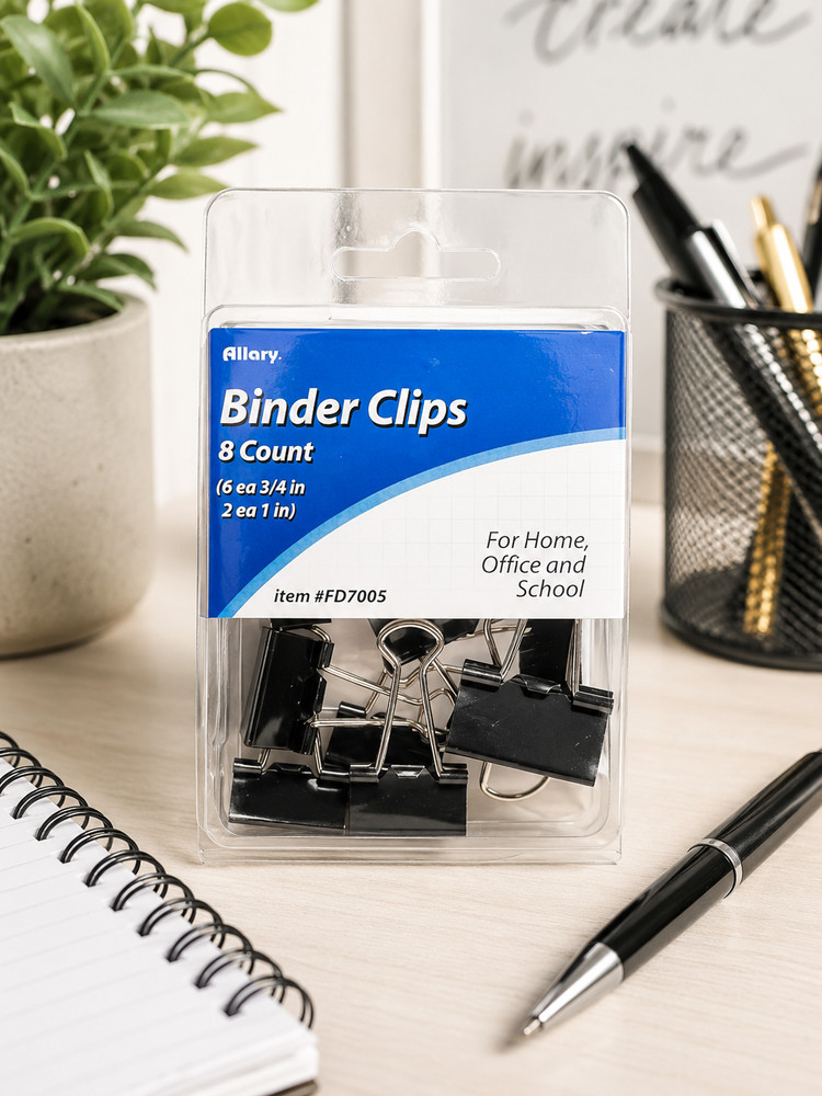 Allary #FD7005 Binder Clips, 8ct (6 x 3/4″ and 2 x 1″)