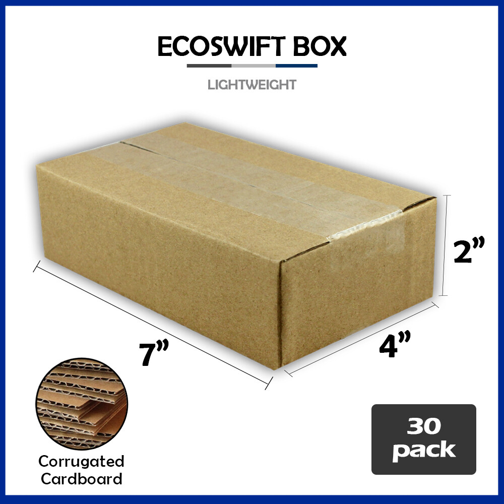 30 7x4x2 “EcoSwift” Brand Cardboard Box Packing Mailing Shipping Corrugated