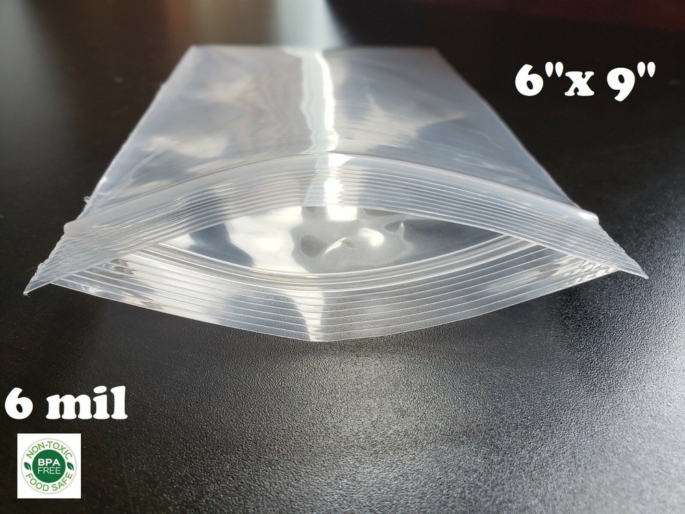 50 6″ x 9″ Extra Heavy Duty 6 Mil Zip Seal Lock Top Plastic Bags Resealable 6ML