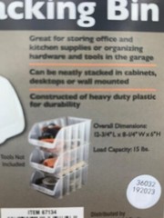 6- Store House Large Clear Stacking Bins 12-3/4″ L x 8-1/4″W x 6″H Storage Tool