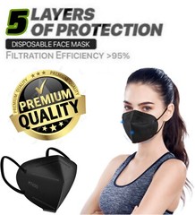 10-50 Pcs Black KN95 Protective 5 Layer Face Mask BFE 95% Disposable kids Masks