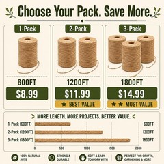 2mm 164FT, 600FT, 1200FT, 1800FT Natural Jute Twine Rope String | 164FT, 600F…