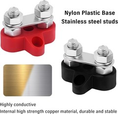 2PCS M8 Dual Studs 80A Power Distribution Block for 12V Automotive & Marine Use