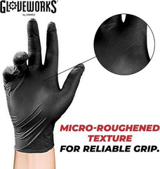 X Large Pack of 100 Black Nitrile Gloves 6 Mil Disposable Protective Gloves