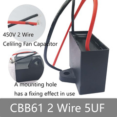 CBB61 Ceiling Fan Capacitor 2 Wire 4.5Uf Compatible with 400/350/300/250VAC Fan