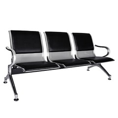 3-Seat Heavy PU Leather Barber Airport Waiting Room Chair Reception Office Bench
