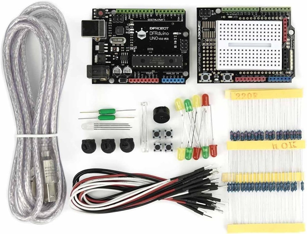 Basic Electronics Starter Kit for Beginners – with UNO R3 Board, Compatible with