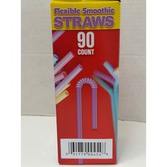 Flexible Smoothie Straws 90 Count Assorted Colors Milkshake Straws