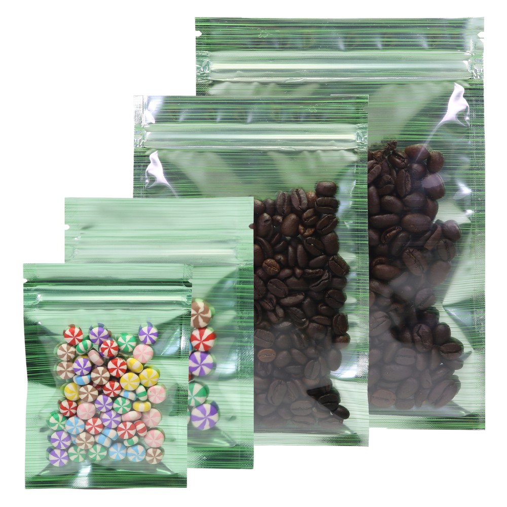 New Flat Clear/Green/Silver Mylar QuickQlick™ Bags Pouches Variety Sizes