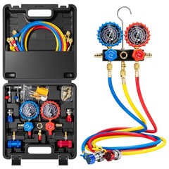 HVAC Manifold Gauge Set R134a R1234yf R410A R454B R32 AC Gauges w/ 5ft Hoses Kit