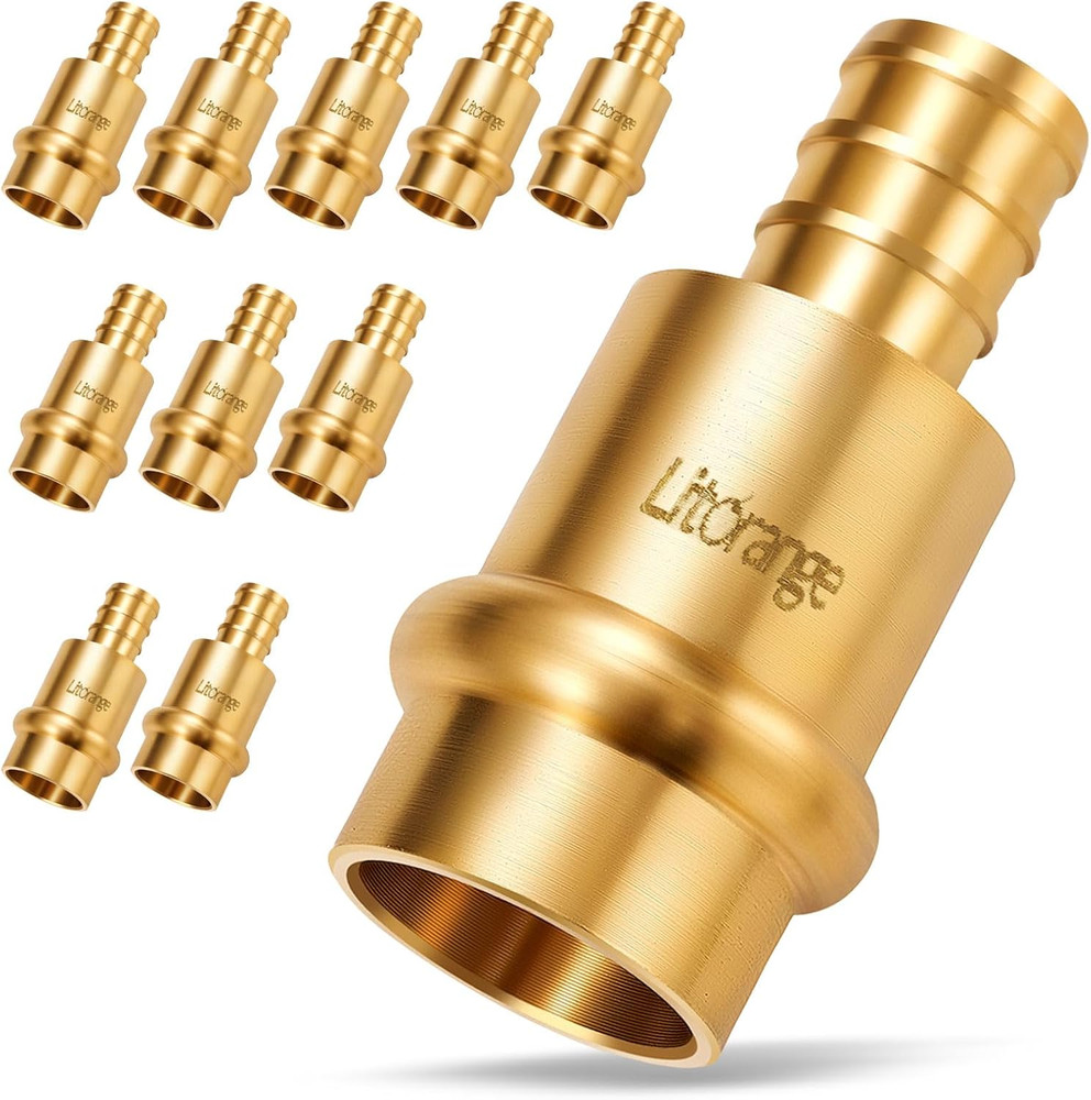 10 Pcs Extended 1/2″ Press X 1/2″ PEX Crimp Coupling, Lead-Free 1/2 Inch Press F