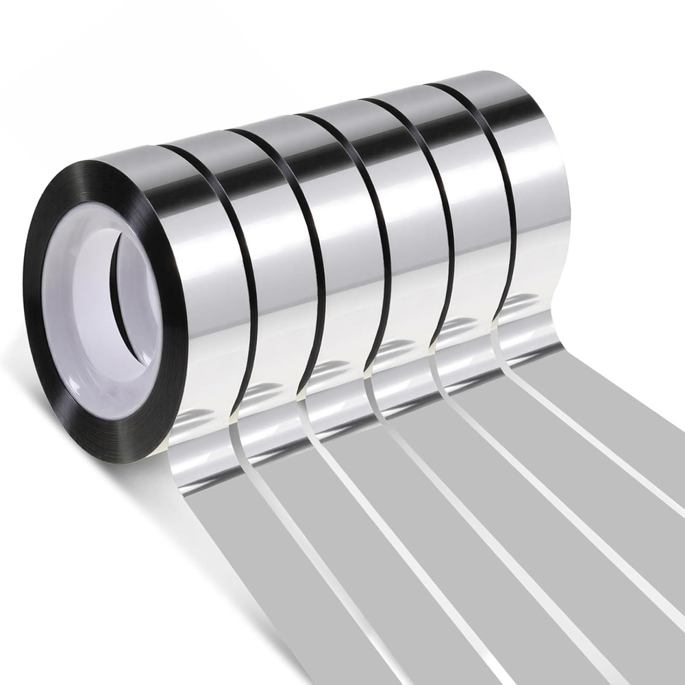 Metallic Mirror Tape Set, 6 Rolls Self-Adhesive Decorative Silver Tape