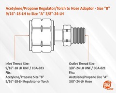 SÜA – Oxyfuel Size “B” Regulator/Torch to Size “A” Hose Adaptor