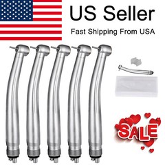 5x Dental High Speed Air Turbine Handpiece Push Button 4 Hole Single Water Spary