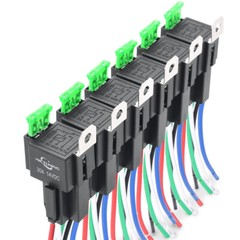 Universal 6-Piece 5-Pin SPDT 30 Amp Fuse Relay Switch Harness Kit, 14 AWG, 12V