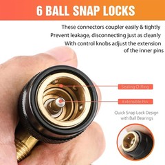 Professional R134a Quick Coupler Set with Adjustable High/Low Adapters 1/4″ SAE