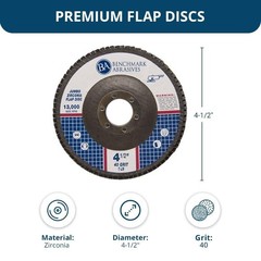 Premium Jumbo Zirconia Flap Discs 4.5″ x 7/8″ for Angle Grinder – 40 Grit (10 Pa