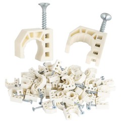 50 Pack 3/4″ PEX J~Hook Pipe Clamps with Screws, White