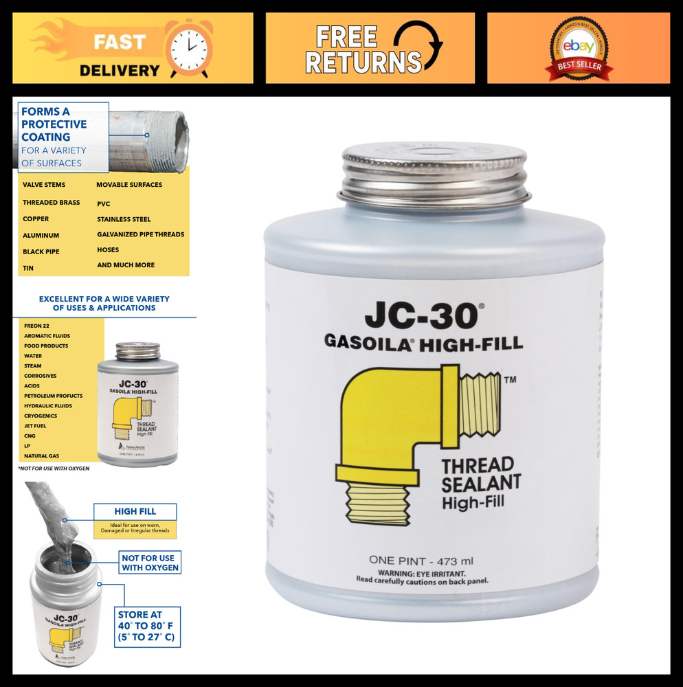 High-Fill Thread Sealant for Extreme Temps, Metal & PVC, Pipes, Valves, LP Gas,