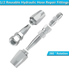 2 Hydraulic Hose Repair Kits 1/2 ID 2-Wire Hose Reusable Field Repair Fitting