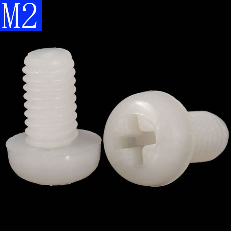 M2 x 0.4 2mm White Nylon Pan Round Head Phillips Screws Plastic Machine Screws