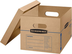 Small Classic Moving Box 5 Pack, Reinforced Handles, Tape-Free Assembly, Box wit
