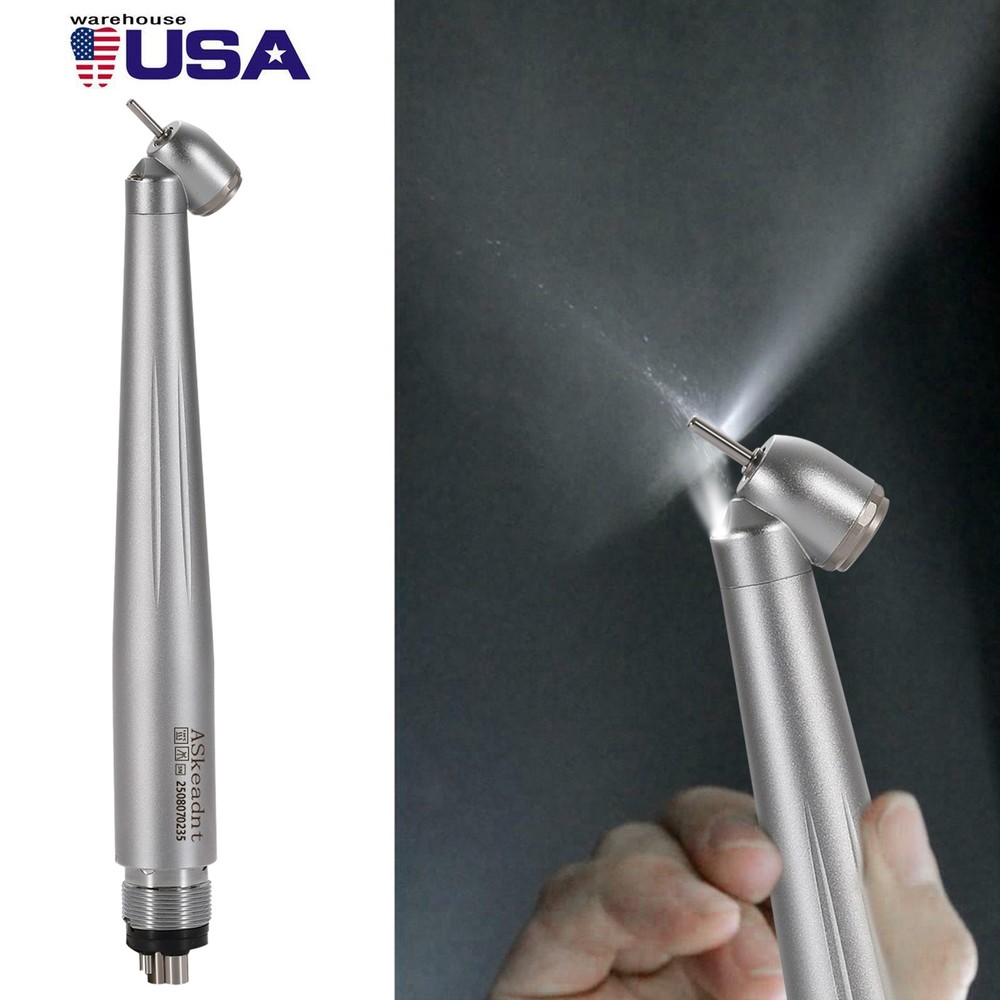 LED Dental Surgical Handpiece 45 Degree High Speed Turbine 4 Hole Rare Exhaust