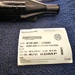 ABB K151SP-B0260: 15/25KV 200A DB STRAIGHT PLUG B0260