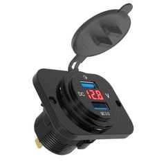 Car ATV Auto Dual USB Charger LED Digital Voltage Amp Gauge Ammeter Voltmeter