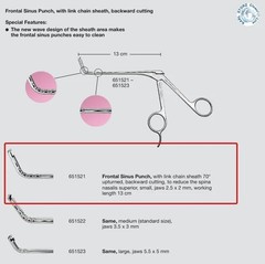 KARL STORZ 651521 Frontal Sinus ENT Punch Curved 70° Up Turn 3.5mm 5.5″