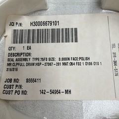 NEW JOHN CRANE SEAL TYPE: 75FS, SIZE 3.00 H30006679101
