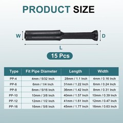 uxcell 15Pcs 5/32″(4mm) Tube OD Push-to-Connect Fittings 5/32″(4mm), Black