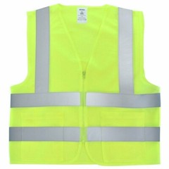 FX 2 Pockets Neon Yellow Safety Vest with Reflective Strips ANSI/ISEA APPROVED