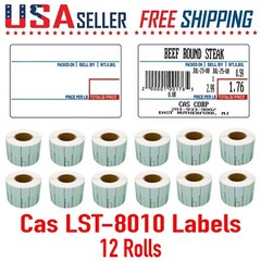 CAS LST-8010 Printing Scale UPC Label LP1000 CL5000 LPII LS100 8010 x 12 Rolls