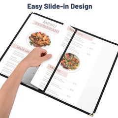 WeChef 30pcs Menu Cover 8.5×14 2 Page 4 View Double Fold Black Restaurant Cafe