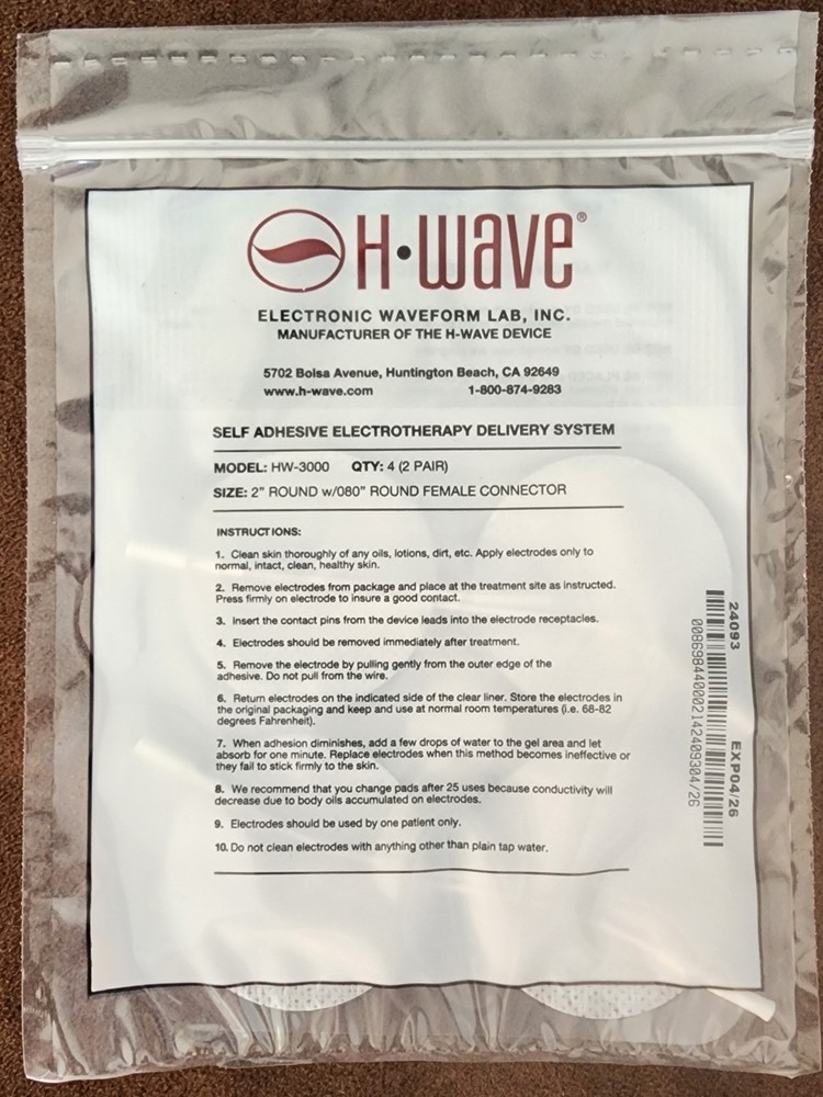 H-WAVE Self-Adhesive Pad/Lead for H-Wave and Tens Units (NEW UNOPENED) Exp 4/26