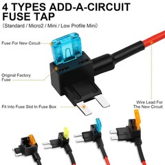 16 Pack Add a Circuit Fuse Tap Kit Ato Atc Atm Micro2 Low Profile Mini 12v
