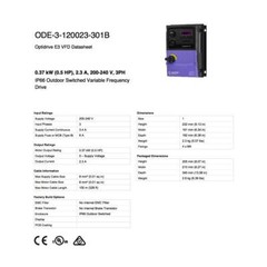 ODE-3-120023-301B – Invertek VFD – 0.5HP 2.3A 200V-240V 3Ph/3Ph – VFDexchange