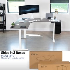 VIVO Dark Gray / White Electric 71″ x 71″ Curved Corner Stand Up Desk