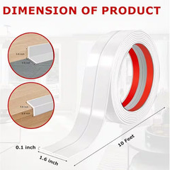 1.6 In. W X 10 Ft. L X 0.04 In. D Self-Adhesive PVC Flexible Corner Trim Inside/