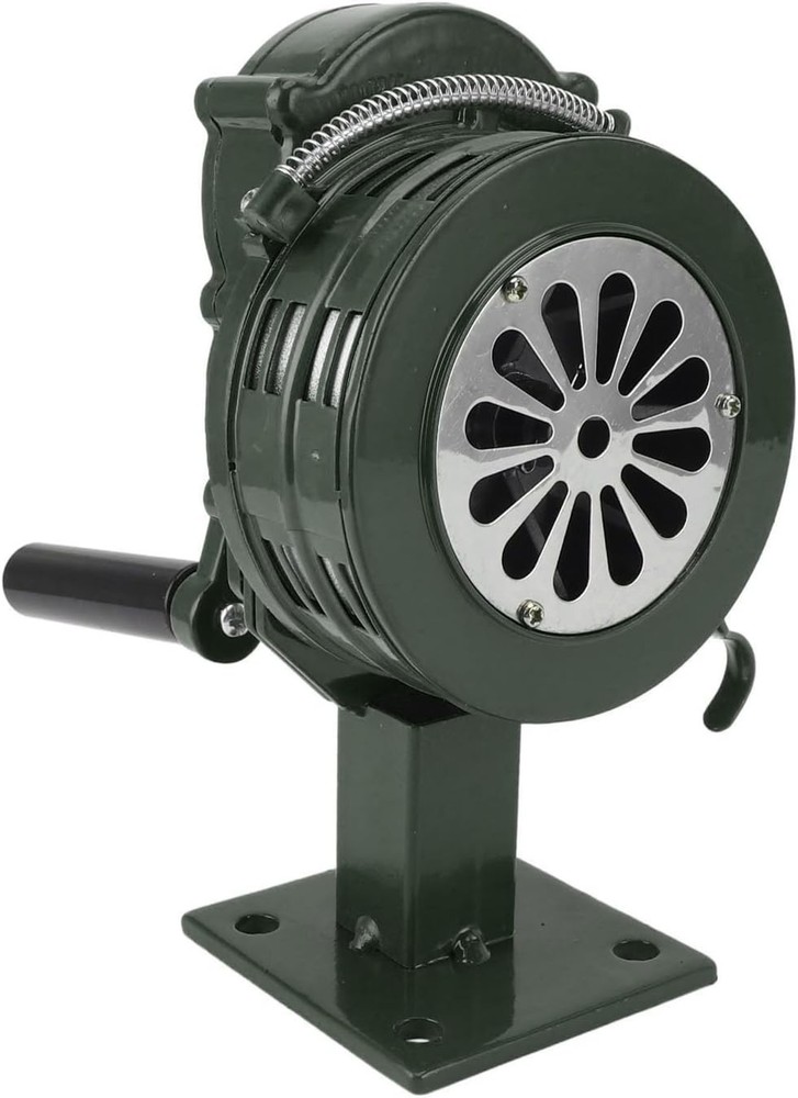 BASE MOUNT LOUD! HAND CRANK MANUAL OPERATED AIR RAID ALARM METAL PORTABLE SIREN