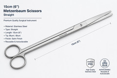 12 PCS Metzenbaum Scissors 15cm, Straight Surgical Stainless Steel Dissecting