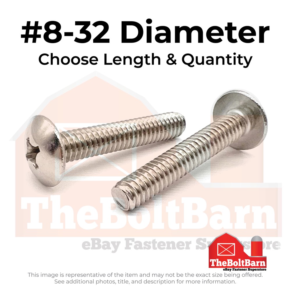 #8-32 18-8 Stainless Steel Phillips Truss Head Machine Screws (Pick Length&Qty)