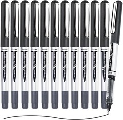 Black Rollerball Pens 12 Pack, 0.7mm Medium Point Roller Ball Pen Quick Dry, …