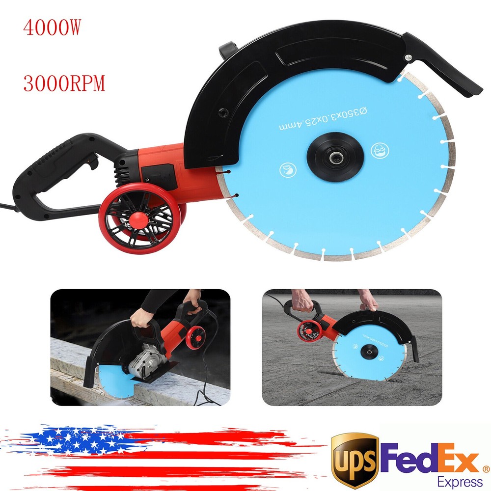 Electric Concrete Cutter Saw, Circular Saw with Saw Blade and Rolling Pulley HOT
