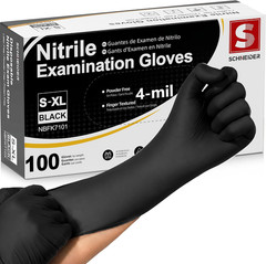 Schneider Medical Nitrile Exam Gloves, 4 Mil Black Gloves Disposable Latex Free