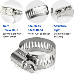 Hose Clamp 1 Inch, 10 Pack Stainless Steel Hose Clamps for 1/2 Inch to 1 Inch Ho